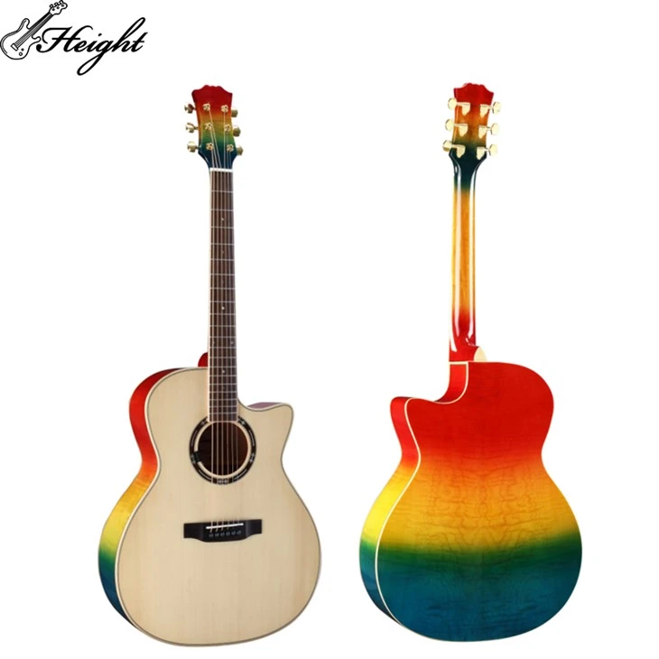Rainbow Color A Grade Spruce Solid Top Guitar