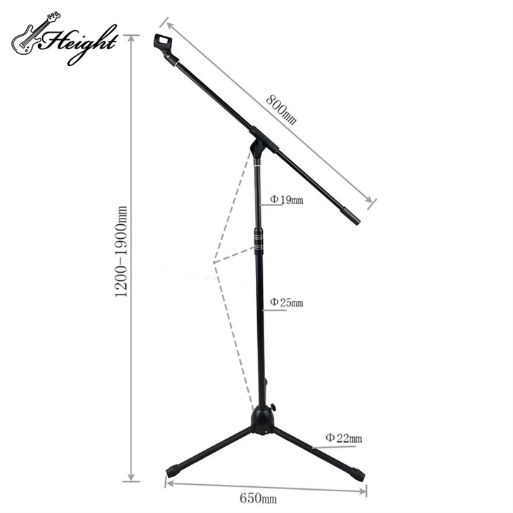 Adjustable Microphone Stand Single Tilt-Head Heavy Duty